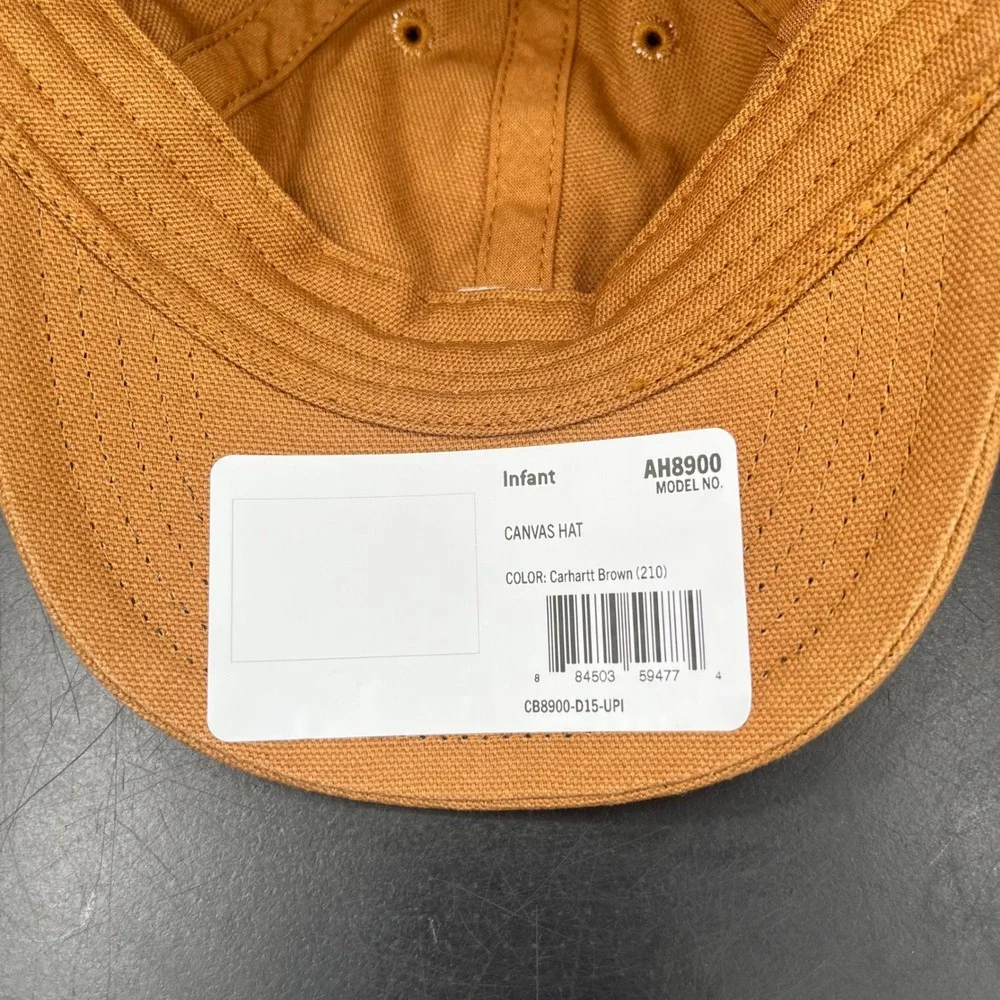 Carhartt Canvas Hat Infant One Size Brown NWT Logo Patch Elastic Back AH8900